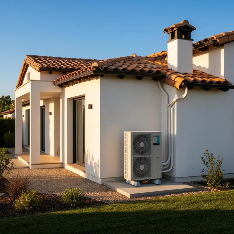 Vivienda moderna equipada con una bomba de calor